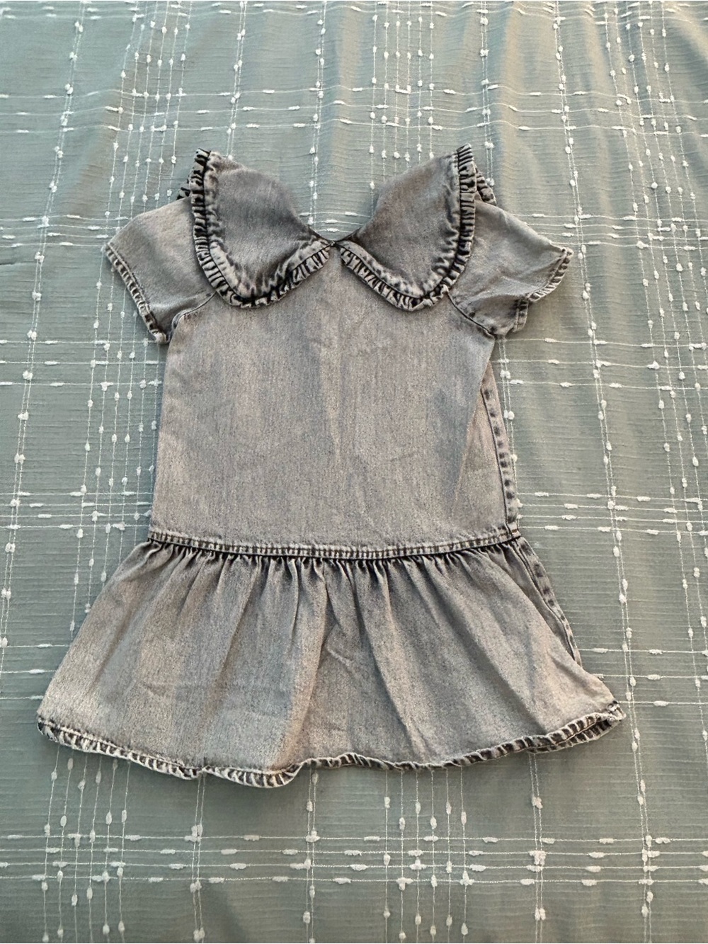 Sea New York Girls Washed Gray Ruffle Collar Dress